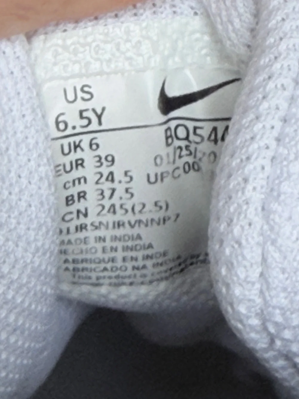 Nike Kids White Low-Top Sneakers with Ivory Sole